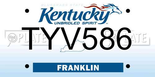 TYV586 Kentucky License Plate