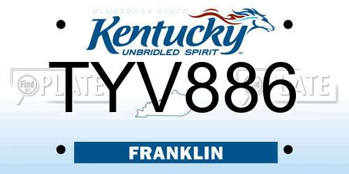 TYV886 Kentucky License Plate