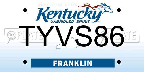 TYVS86 Kentucky License Plate