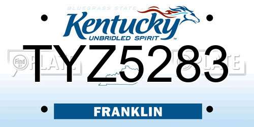 TYZ5283 Kentucky License Plate