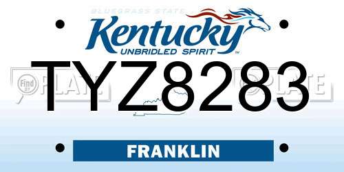 TYZ8283 Kentucky License Plate