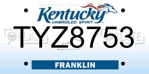 TYZ8753 Kentucky License Plate