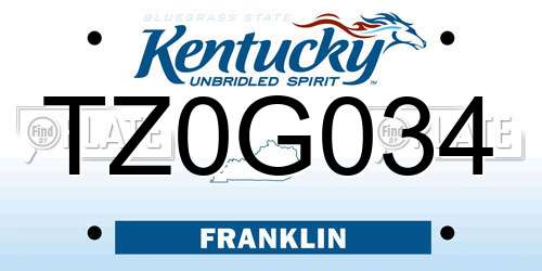 TZ0G034 Kentucky License Plate
