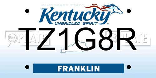 TZ1G8R Kentucky License Plate