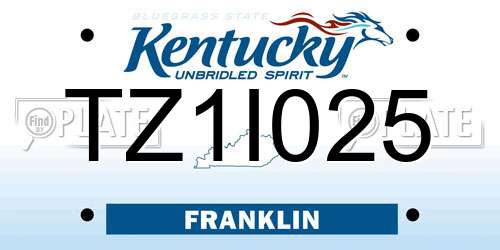 TZ1I025 Kentucky License Plate