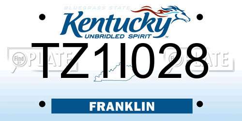 TZ1I028 Kentucky License Plate