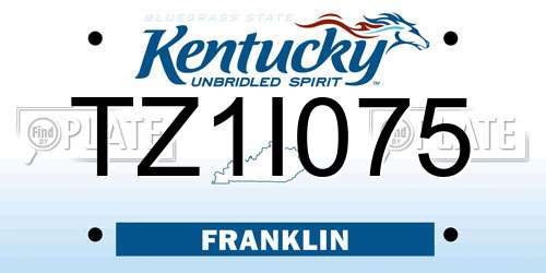 TZ1I075 Kentucky License Plate