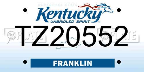 TZ20552 Kentucky License Plate