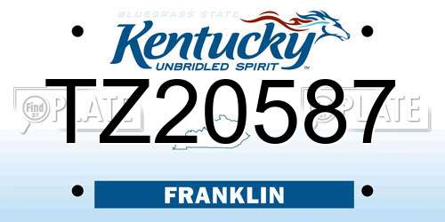 TZ20587 Kentucky License Plate