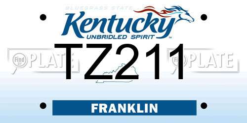 TZ211 Kentucky License Plate
