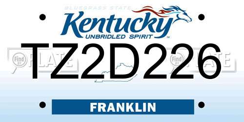 TZ2D226 Kentucky License Plate