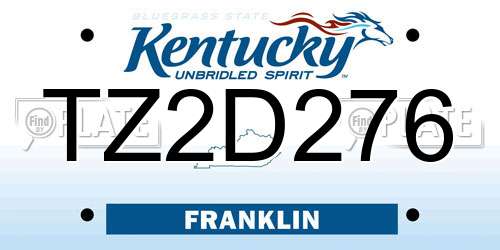 TZ2D276 Kentucky License Plate