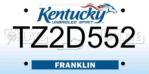 TZ2D552 Kentucky License Plate