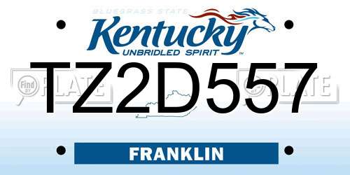 TZ2D557 Kentucky License Plate