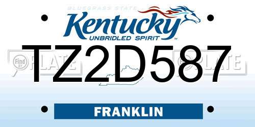 TZ2D587 Kentucky License Plate