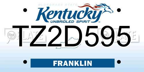 TZ2D595 Kentucky License Plate
