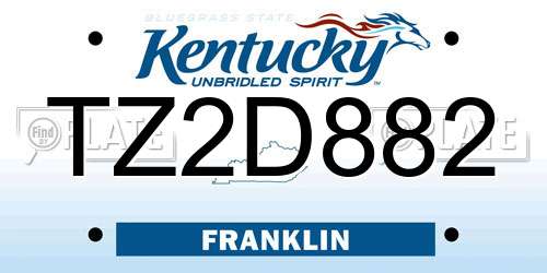 TZ2D882 Kentucky License Plate