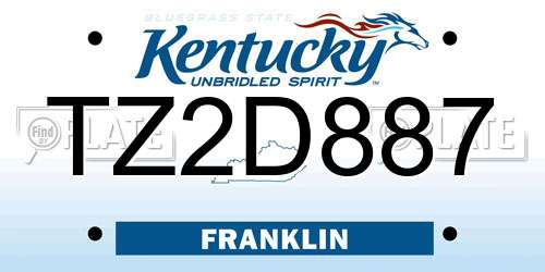 TZ2D887 Kentucky License Plate