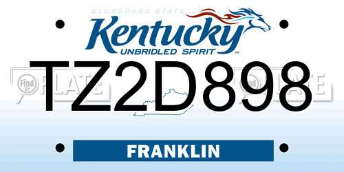 TZ2D898 Kentucky License Plate