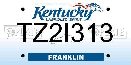 TZ2I313 Kentucky License Plate