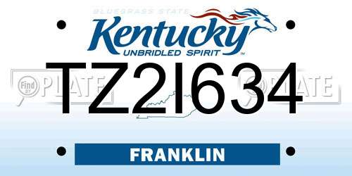 TZ2I634 Kentucky License Plate