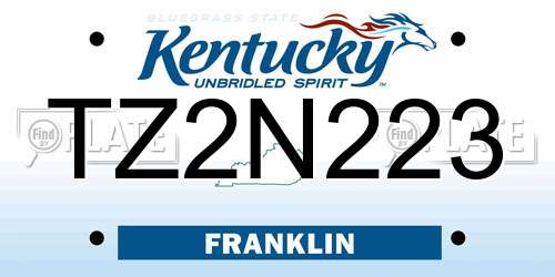 TZ2N223 Kentucky License Plate
