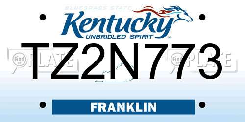 TZ2N773 Kentucky License Plate