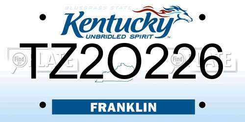 TZ2O226 Kentucky License Plate