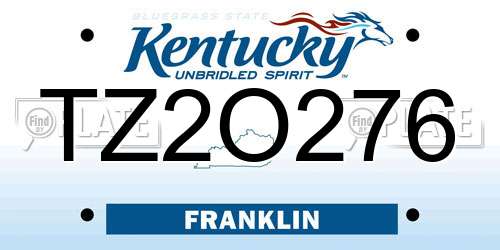 TZ2O276 Kentucky License Plate