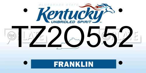 TZ2O552 Kentucky License Plate