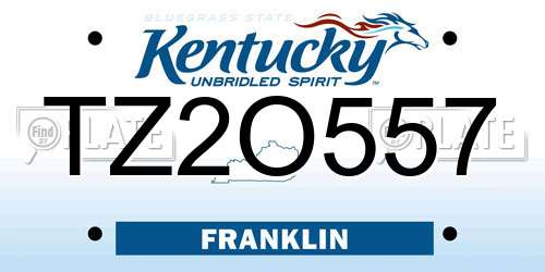 TZ2O557 Kentucky License Plate