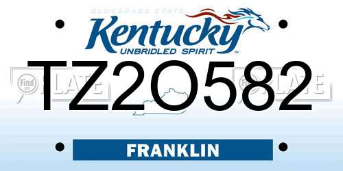TZ2O582 Kentucky License Plate
