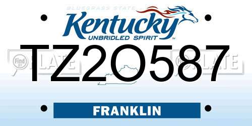 TZ2O587 Kentucky License Plate