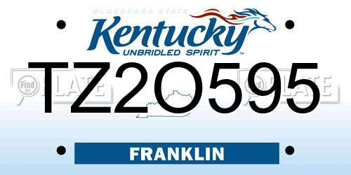 TZ2O595 Kentucky License Plate