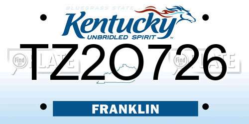 TZ2O726 Kentucky License Plate