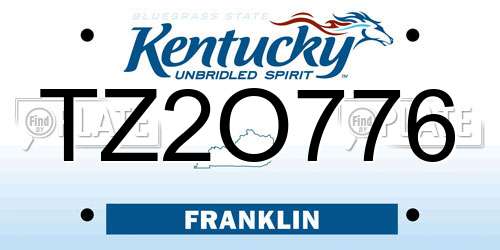 TZ2O776 Kentucky License Plate