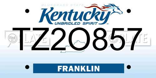TZ2O857 Kentucky License Plate