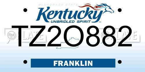 TZ2O882 Kentucky License Plate