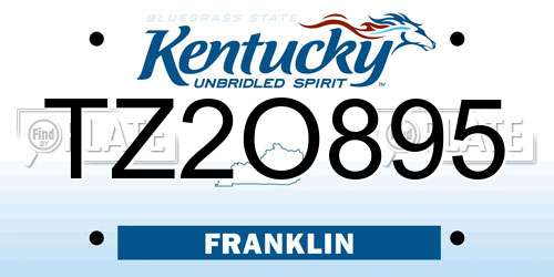 TZ2O895 Kentucky License Plate