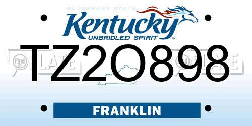 TZ2O898 Kentucky License Plate