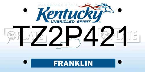 TZ2P421 Kentucky License Plate