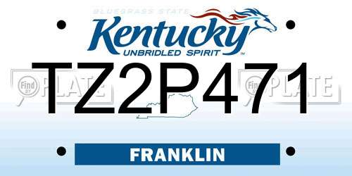 TZ2P471 Kentucky License Plate