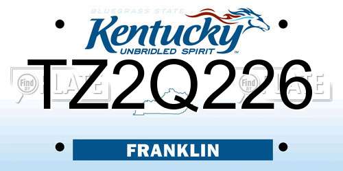 TZ2Q226 Kentucky License Plate