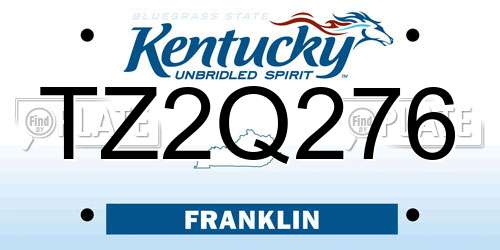 TZ2Q276 Kentucky License Plate