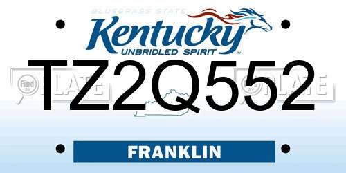 TZ2Q552 Kentucky License Plate