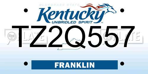 TZ2Q557 Kentucky License Plate