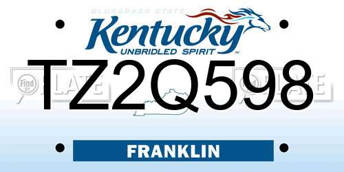 TZ2Q598 Kentucky License Plate