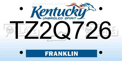 TZ2Q726 Kentucky License Plate