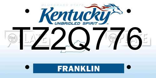 TZ2Q776 Kentucky License Plate