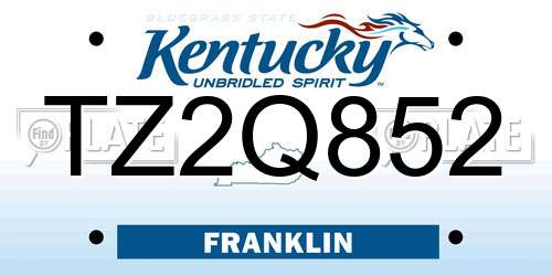 TZ2Q852 Kentucky License Plate